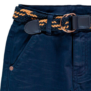 Pantalon slim uni à ceinture tressée amovible 