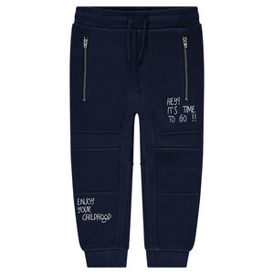 Pantalon de jogging en molleton fantaisie avec zips et messages printés 