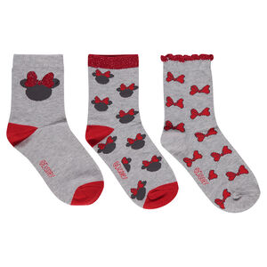Lot de 3 paires de chaussettes avec serti Minnie Disney et noeuds en jacquard 