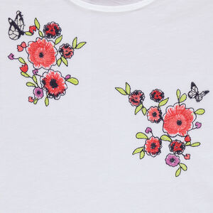 Tee-shirt manches courtes avec fleurs brodées 