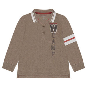 Polo manches longues chiné avec prints fantaisie  