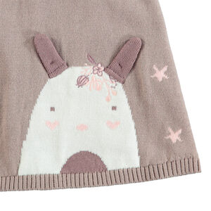 Robe en tricot manches courtes avec motifs en jacquard et oreilles en relief 