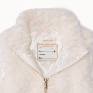 Veste sans manches en fausse foururre avec ceinture fille 