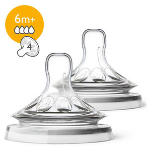 Lot de 2 tétines en silicone Natural 4 trous - 6m+ 