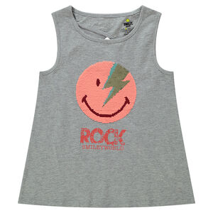 Junior - Débardeur en jersey chiné avec Smiley en sequins magiques 