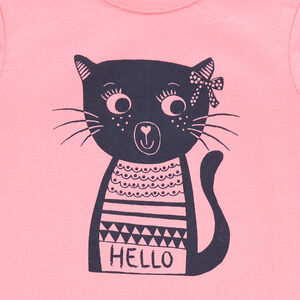 Tee-shirt manches longues en jersey avec chat printé 