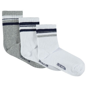 Lot de 3 paires de chaussettes assorties avec bandes contrastées 