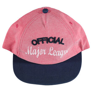 Casquette bicolore US avec inscriptions brodées et printées 