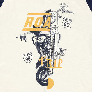 Junior - Tee-shirt bicolore à manches raglan avec print fantaisie 