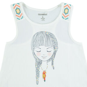 Ensemble en coton avec personnage printé et motfs ethniques 