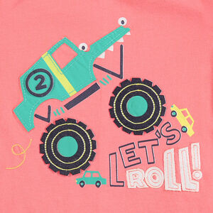 Ensemble avec tee-shirt print voitures et pantalon bleu en molleton 