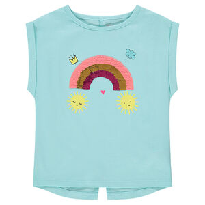 Tee-shirt manches courtes avec motif en sequins magiques 