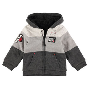 Veste à capuche en molleton tricolore avec badges Smiley 