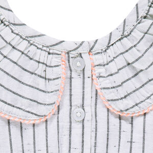 Combishort à rayures effet neps avec col volanté 