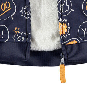 Veste en molleton à capuche printée all-over avec doublure sherpa 