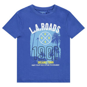Junior - Tee-shirt manches courtes en jersey uni avec print fantaisie 
