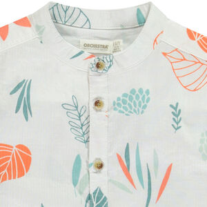 Chemise manches courtes col mao et imprimé fantaisie garçon 