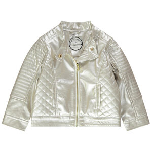 Perfecto en simili cuir argenté doublé sherpa 