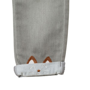 Jean effet used à chats brodés et poches 