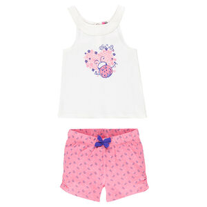 Pyjama débardeur et short print et imprimé coccinelles 