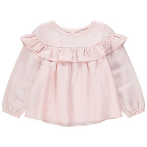 Tunique manches longues volanté à fines broderies 