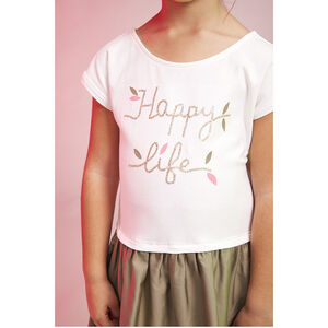 Robe bi-matière effet 2 en 1 avec message en sequin fille 