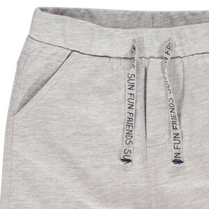 Bermuda en molleton uni à cordons imprimés 