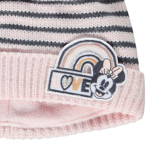 Bonnet en tricot à rayures avec pompons en relief Minnie Disney pour bébé fille 