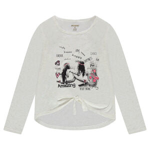 Junior - Tee-shirt manches longues en maille mélangée de fil brillant 