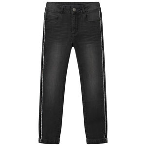 Jean effet used et crinkle à bandes brillantes latérales 