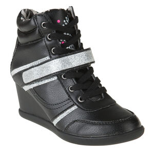 Baskets à talon compensé à lacets et scratch 