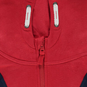 Junior - Sweat en molleton à capuche avec zip et bandes contrastées 