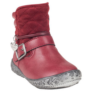 Bottines bi-matière avec boucle et pendentif coeur  