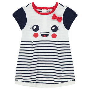 Robe manches courtes en tricot avec détails brodés 