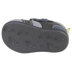 Bottillons en cuir avec 2 scratchs et empiècements contrastés 