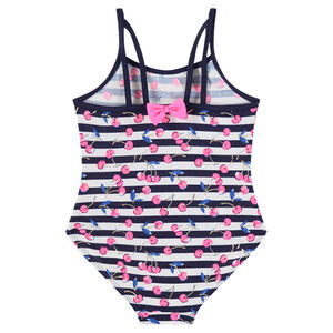 Maillot de bain 1 pièce avec rayures et cerises all-over 