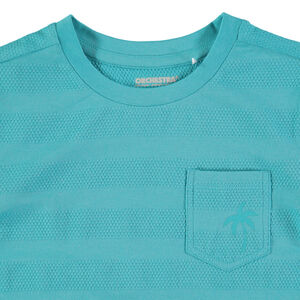 T-shirt manches courtes à rayures fantaisie et poche print palmier 