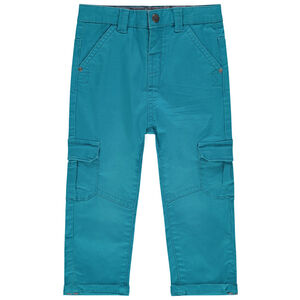 Pantalon surteint bleu en toile avec poches 