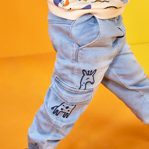 Jean jogger broderie girafe pour bébé garçon 