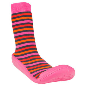 Chaussons chaussettes imprimés rayés et semelle gomme  
