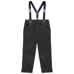Pantalon droit uni à bretelles  