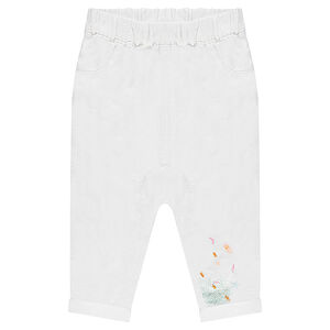 Sarouel en lin et coton avec motif sur le bas de la jambe 