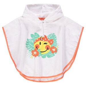 Cape de bain en éponge avec col pressionné et print Smiley 