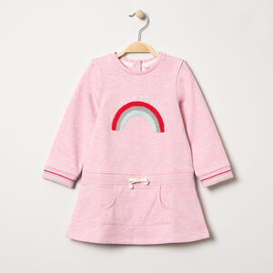 Robe manches longues en maille chinée avec arc-en-ciel en bouclette 