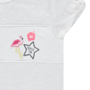 Junior - Tee-shirt manches courtes uni avec découpes et print fantaisie 