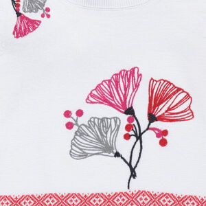 Pull fin avec broderies et jeu de jacquard 