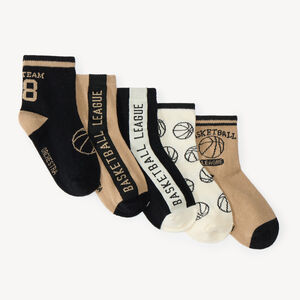 Lot de 5 paires de chaussettes fantaisie garçon motifs basketball 