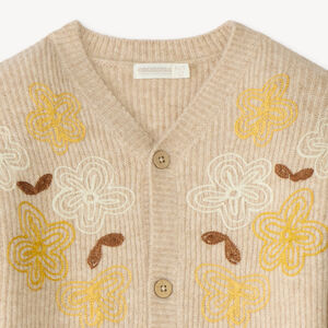 Gilet fille en tricot brodé de fleurs 