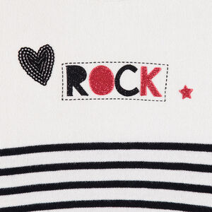 Pull en tricot avec rayures contrastées et emmanchures volantées 