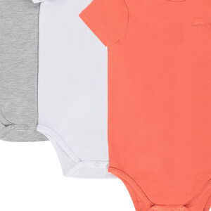 Lot de 3 bodies manches courtes unis en jersey avec logo printé 